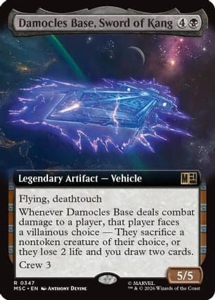Damocles Base, Sword of Kang (Extended Art) |  Foil (347) [Commander: Marvel Super Heroes]