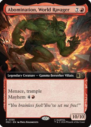 Abomination, World Ravager (Extended Art) |  (355) [Commander: Marvel Super Heroes]