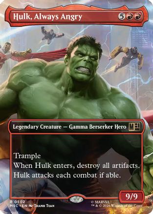 Hulk, Always Angry (Borderless) |  Foil (502) [Commander: Marvel Super Heroes]
