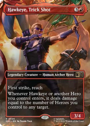 Hawkeye, Trick Shot (Borderless) |  Foil (506) [Commander: Marvel Super Heroes]