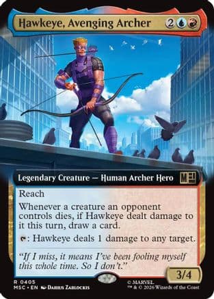 Hawkeye, Avenging Archer (Extended Art) |  Foil (405) [Commander: Marvel Super Heroes]