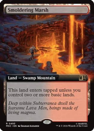 Smoldering Marsh (Extended Art) |  Foil (493) [Commander: Marvel Super Heroes]