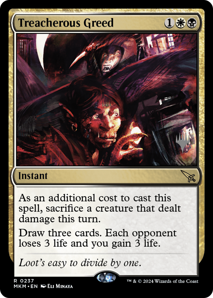 Treacherous Greed (Promo Pack) [Murders at Karlov Manor Promos] Foil