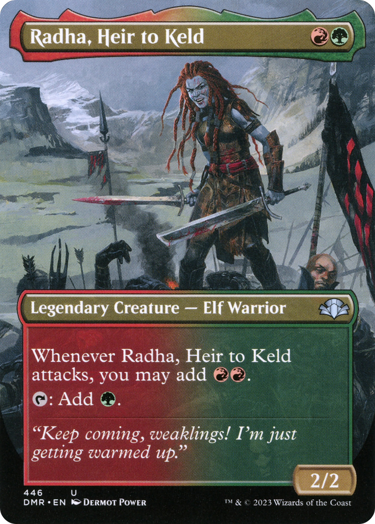 Radha, Heir to Keld (Borderless Alternate Art) [Dominaria Remastered] Foil