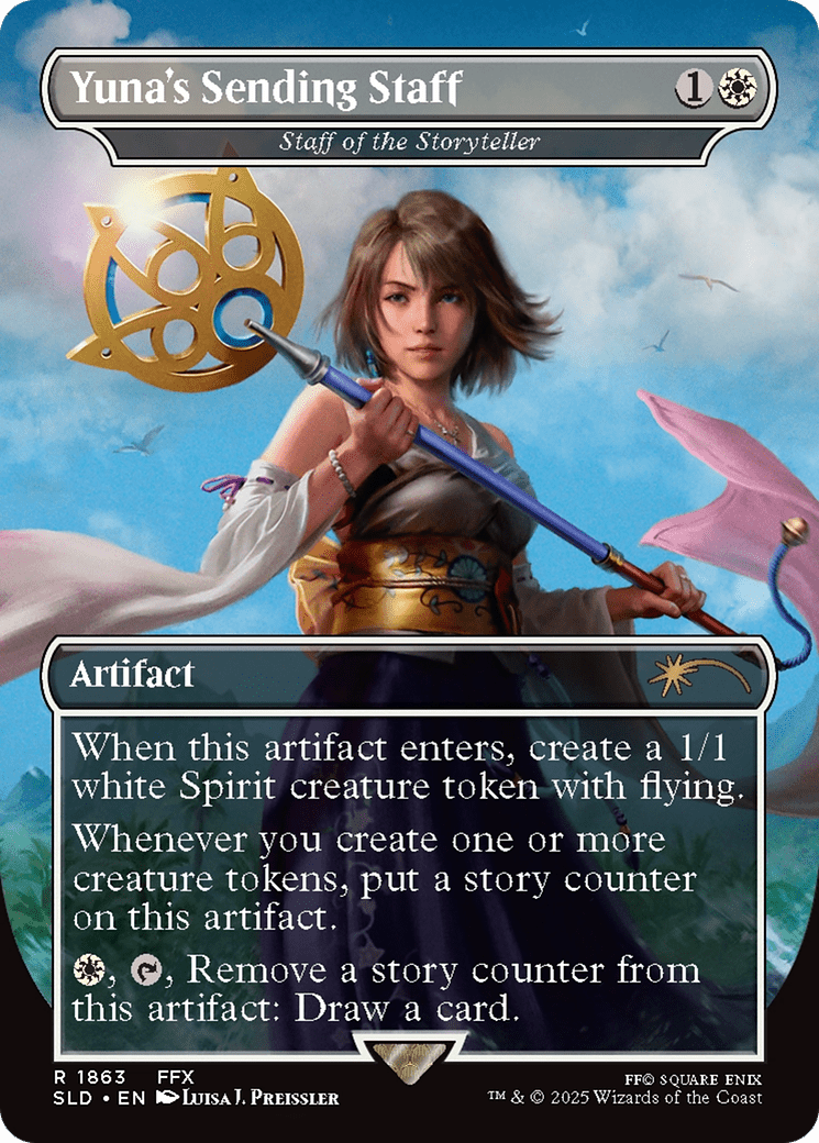 Staff of the Storyteller (1863) [Secret Lair Drop]  / Yuna's Sending Staff (Borderless)