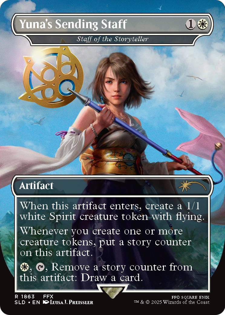 Staff of the Storyteller (1863) [Secret Lair Drop]  / Yuna's Sending Staff (Borderless)