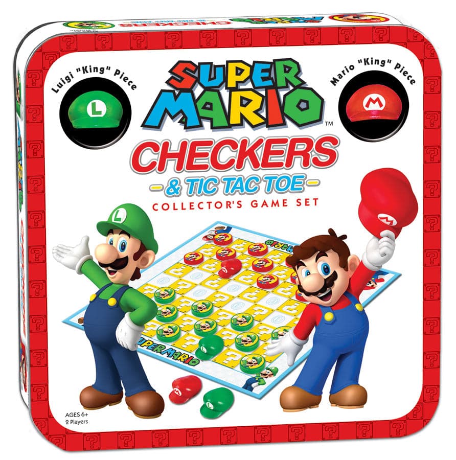Super Mario Checkers & Tic Tac Toe | Collector's Game Set (Tin Edition)