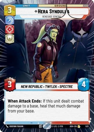 Hera Syndulla - Renegade General (Hyperspace Foil) | Foil (533)  [Ashes of the Empire]