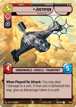 Justifier - Relentless (Hyperspace Foil) | Foil (648)  [Ashes of the Empire]