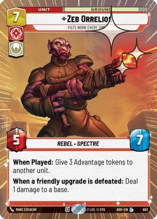 Zeb Orrelios - Fists Work Every Time (Hyperspace Foil) | Foil (663)  [Ashes of the Empire]