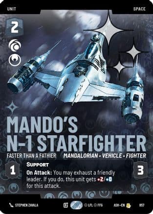 Mando's N-1 Starfighter - Faster than a Fathier (Prestige Foil) | Foil (857)  [Ashes of the Empire]