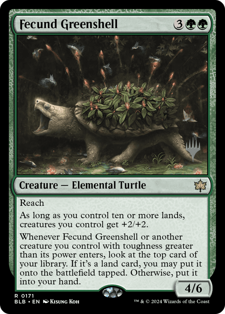Fecund Greenshell (Promo Pack) [Bloomburrow Promos] Foil