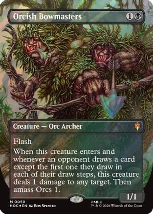 Orcish Bowmasters (Borderless) (Surge Foil) |  Foil (059) [The Hobbit: Eternal-Legal]