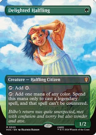 Delighted Halfling (Borderless) |  Foil (025) [The Hobbit: Eternal-Legal]