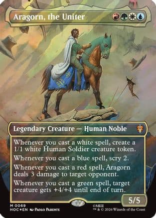 Aragorn, the Uniter (Borderless) (Surge Foil) |  Foil (069) [The Hobbit: Eternal-Legal]