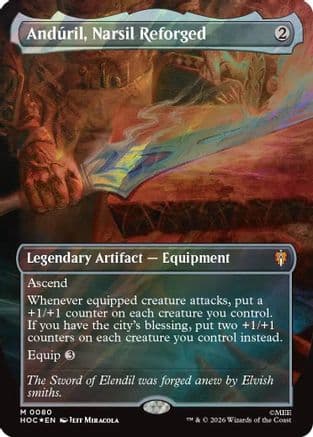 Anduril, Narsil Reforged (Borderless) (Surge Foil) |  Foil (080) [The Hobbit: Eternal-Legal]