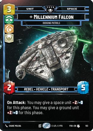 Millennium Falcon - Dodging Patrols (Prize Wall) (Foil) | Foil (153)  [Galactic Championship 2026]