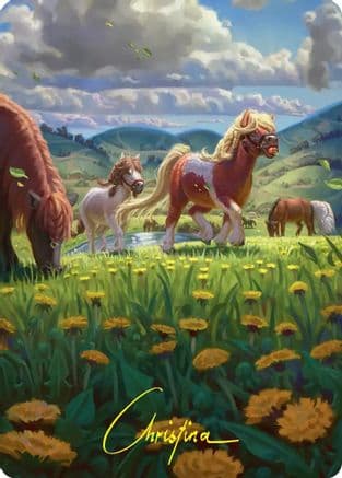 Troop of Ponies Art Card (Gold-Stamped Signature) |  (001) [Art Series: The Hobbit]