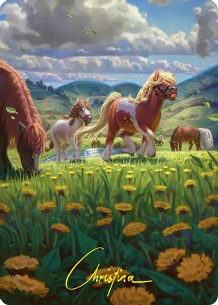 Troop of Ponies Art Card (Gold-Stamped Signature) |  (001) [Art Series: The Hobbit]