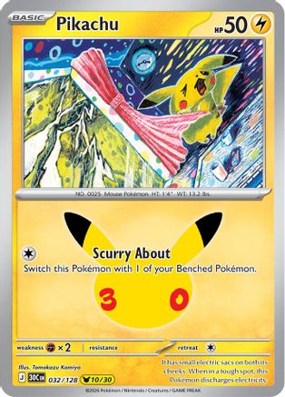 Pikachu 032/128 - ME 30th Celebration Holofoil