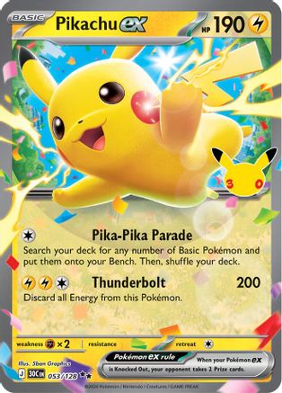 Pikachu ex 053/128 - ME 30th Celebration Holofoil