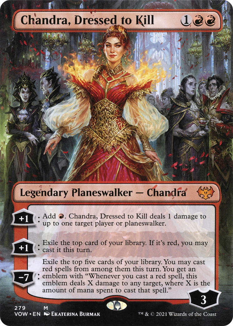 Chandra, Dressed to Kill (Borderless) [Innistrad: Crimson Vow] Foil
