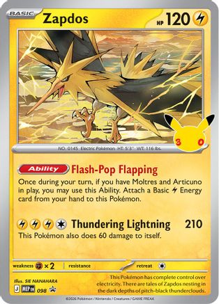 Zapdos (30th Celebration) 098- ME Mega Evolution Promo Holofoil
