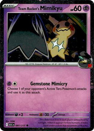 Team Rocket's Mimikyu (Cosmos Holo) 097/217 - Blister Exclusives Holofoil