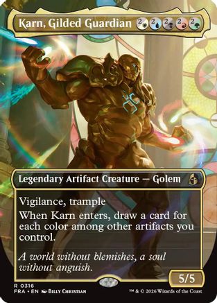 Karn, Gilded Guardian (Borderless) |  Foil (316) [Reality Fracture]