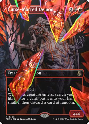 Curse-Marred Demon (Borderless) (Facet Foil) |  Foil (456) [Reality Fracture]