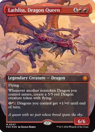 Lathliss, Dragon Queen (Borderless) |  Foil (007) [Commander: Foundations]