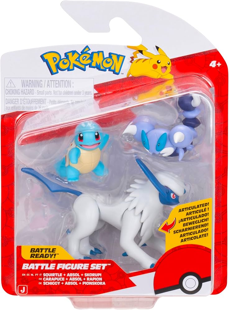 Pokemon Battle Figures | 3 Pack | Squirtle, Absol & Skorupi