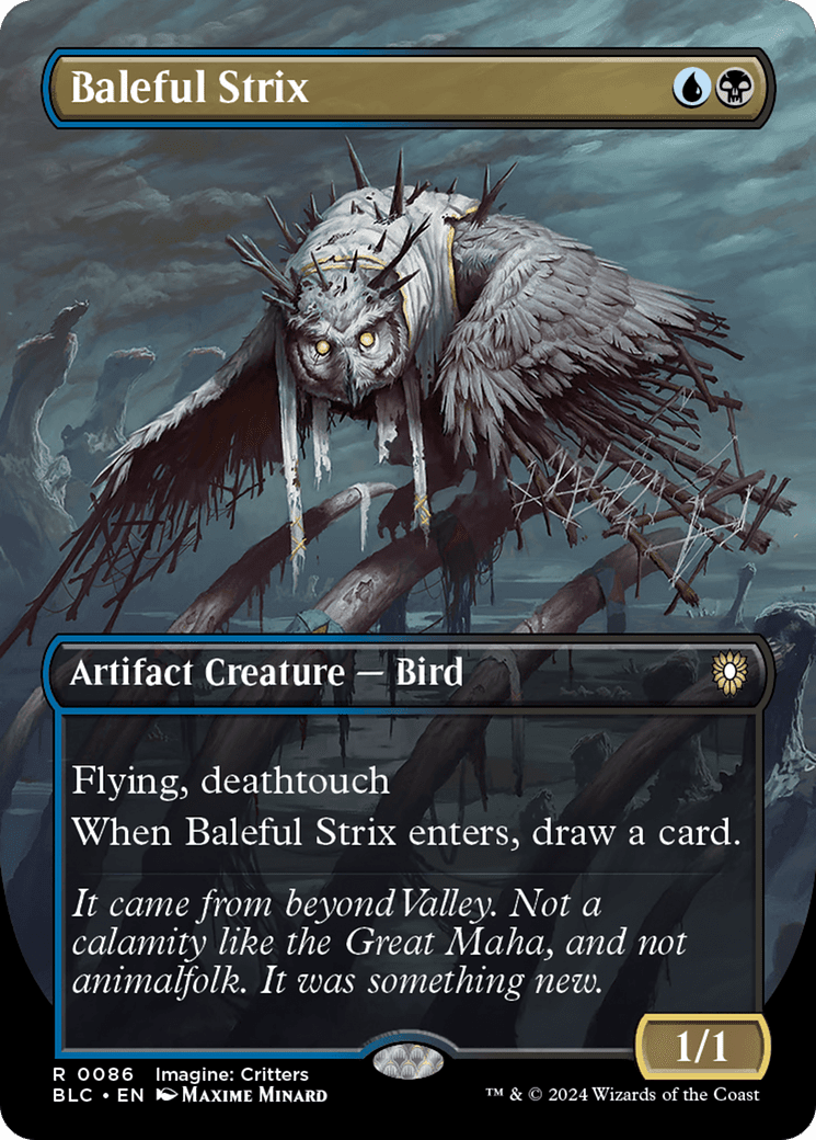 Baleful Strix (Borderless) [Bloomburrow Commander] Foil