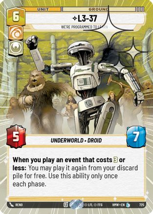 L3-37 - We're Programmed to Learn (Hyperspace Foil) | Foil (725)  [Homeworlds]