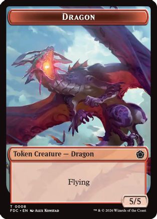 Dragon (0008) // Dragon (0009) Double-Sided Token |  (8 // 9) [Commander: Foundations]