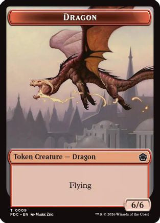 Dragon (0009) // Treasure Double-Sided Token |  (9 // 16) [Commander: Foundations]