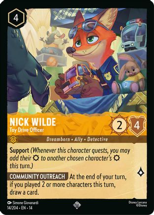 Nick Wilde - Toy Drive Officer | Cold Foil (14/204) [Hyperia City]