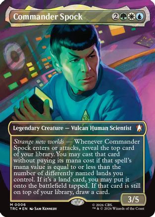 Commander Spock (Borderless) (Surge Foil) |  Foil (006) [Commander: Star Trek]