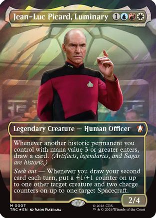 Jean-Luc Picard, Luminary (Borderless) (Surge Foil) |  Foil (007) [Commander: Star Trek]