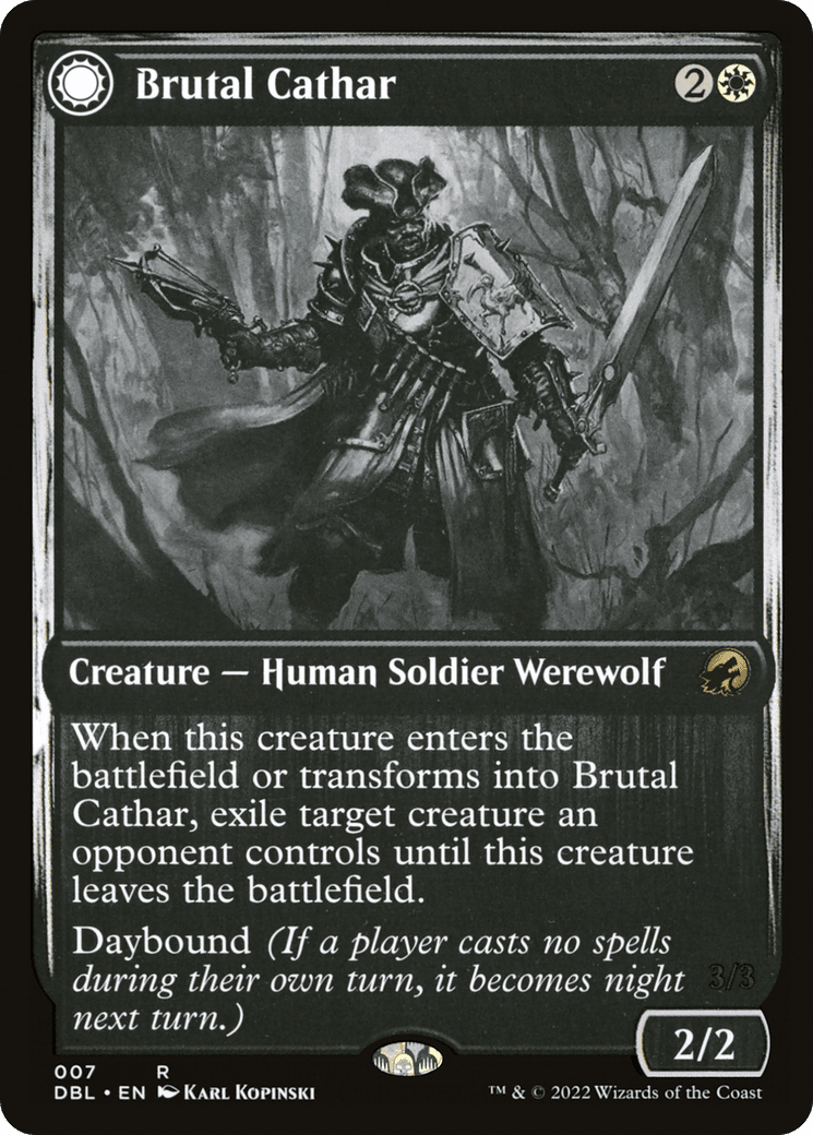 Brutal Cathar // Moonrage Brute [Innistrad: Double Feature] Foil