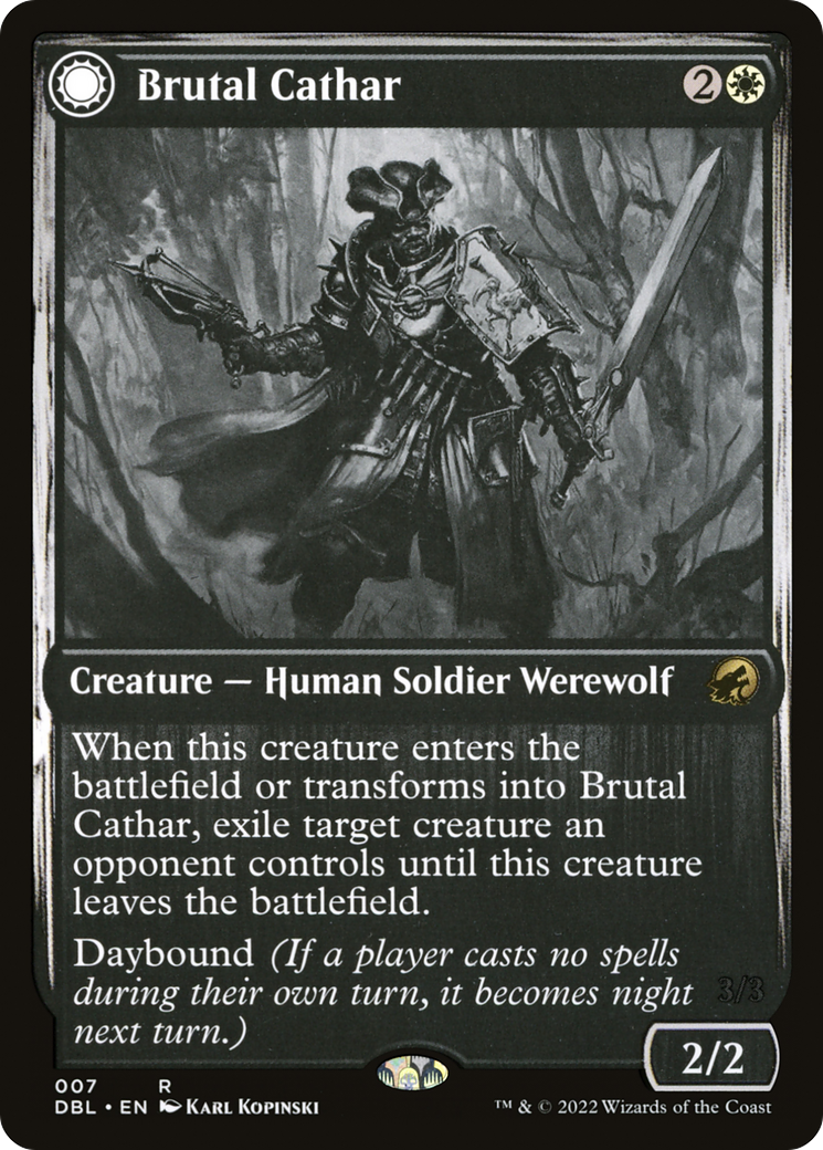 Brutal Cathar // Moonrage Brute [Innistrad: Double Feature] Foil