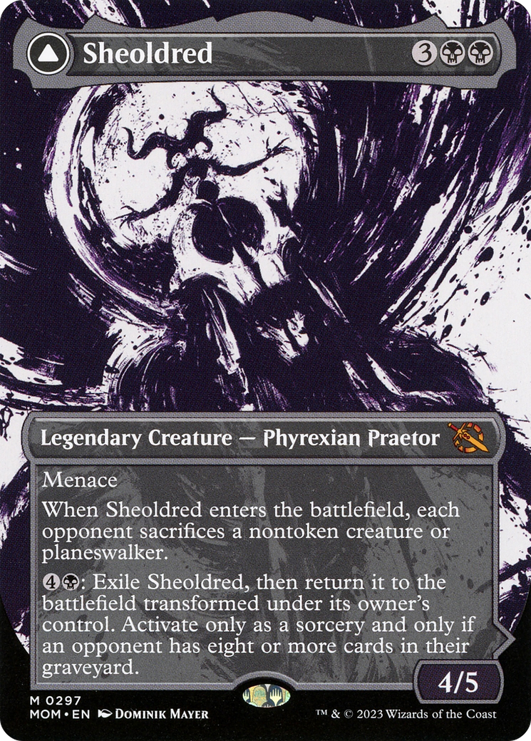 Sheoldred // The True Scriptures (Showcase Planar Booster Fun) [March of the Machine] Foil