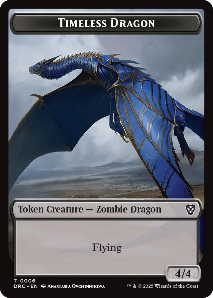 Timeless Dragon Zombie 0007 Double Sided Token 6 // 7 (Commander: Aetherdrift)  - Foil