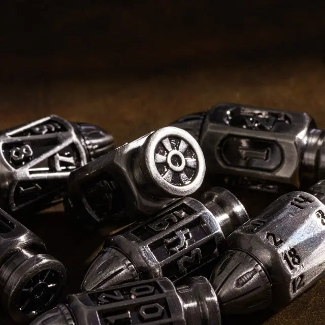 RPG Dice Set | Metal | Ancient Bullets | Silver