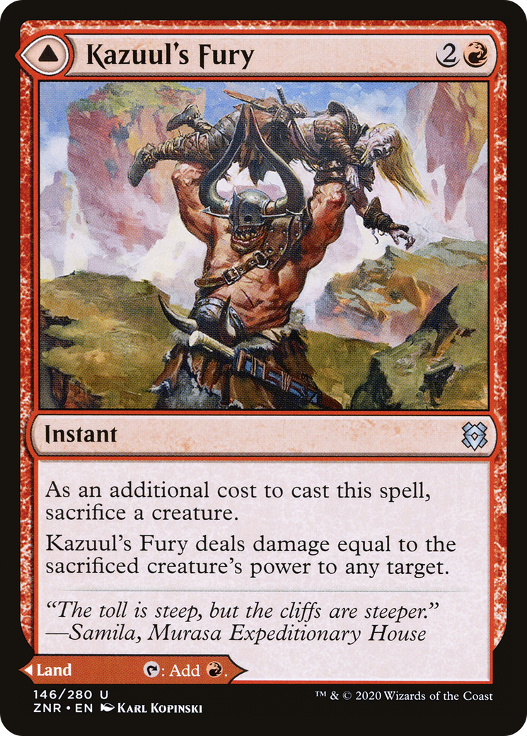 Kazuul's Fury // Kazuul's Cliffs [Zendikar Rising] Foil