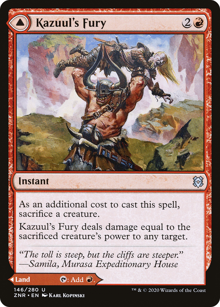 Kazuul's Fury // Kazuul's Cliffs [Zendikar Rising] Foil
