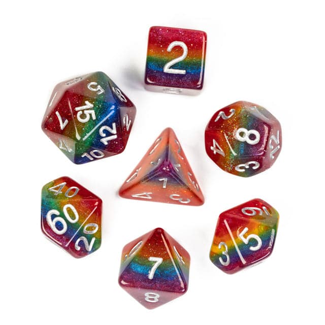 RPG Dice | Glitter Rainbow Pride | Set of 7