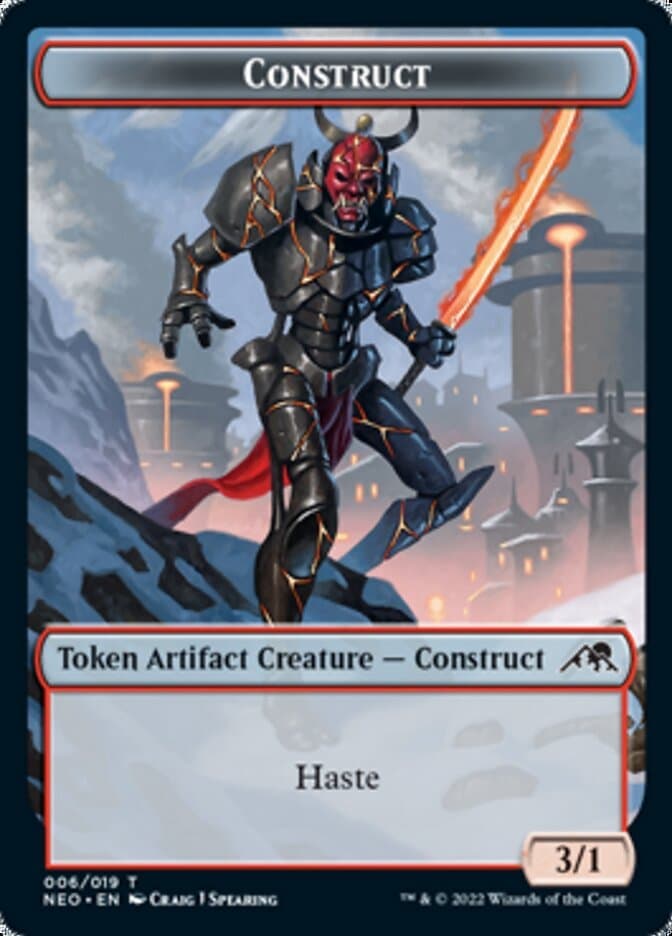 Samurai // Construct (006) Double-Sided Token [Kamigawa: Neon Dynasty Tokens] Foil