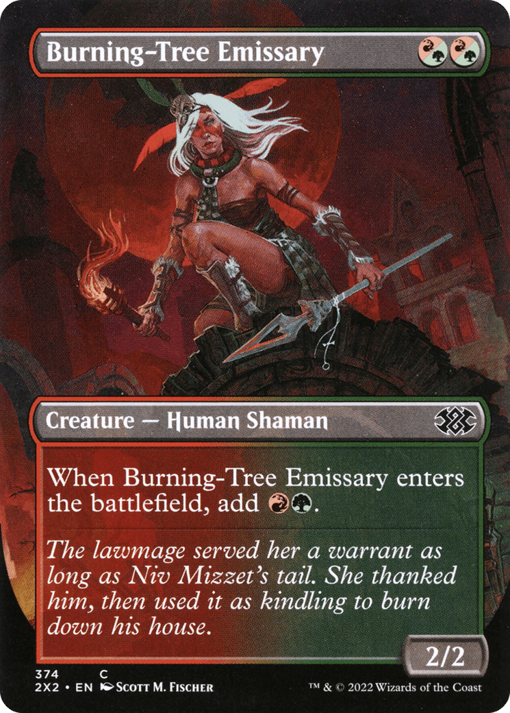 Burning-Tree Emissary (Borderless Alternate Art) [Double Masters 2022] Foil