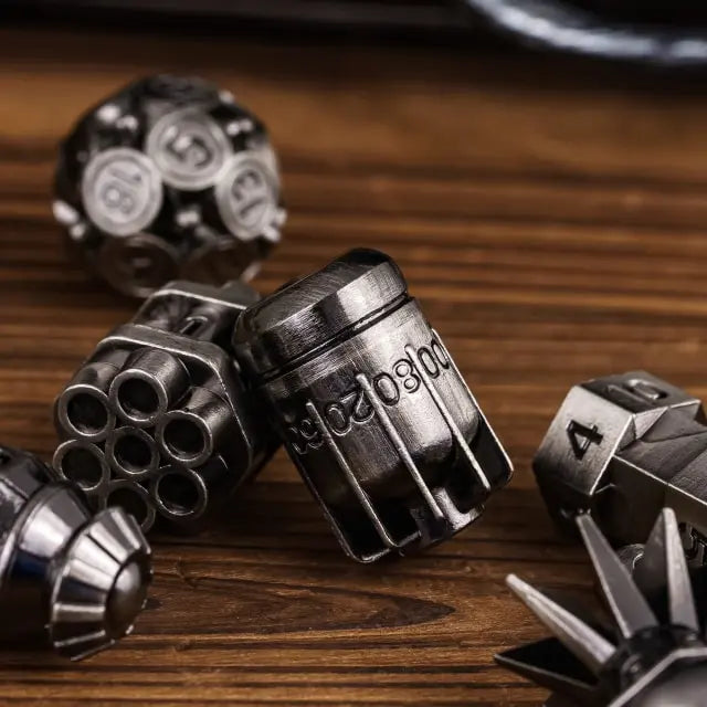 RPG Dice Set | Metal | Ancient Bomb | Silver